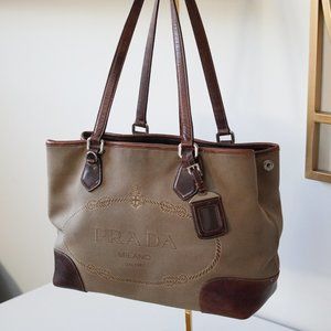VINTAGE PRADA CANAPA LOGO JAQUARD LOGO BAG